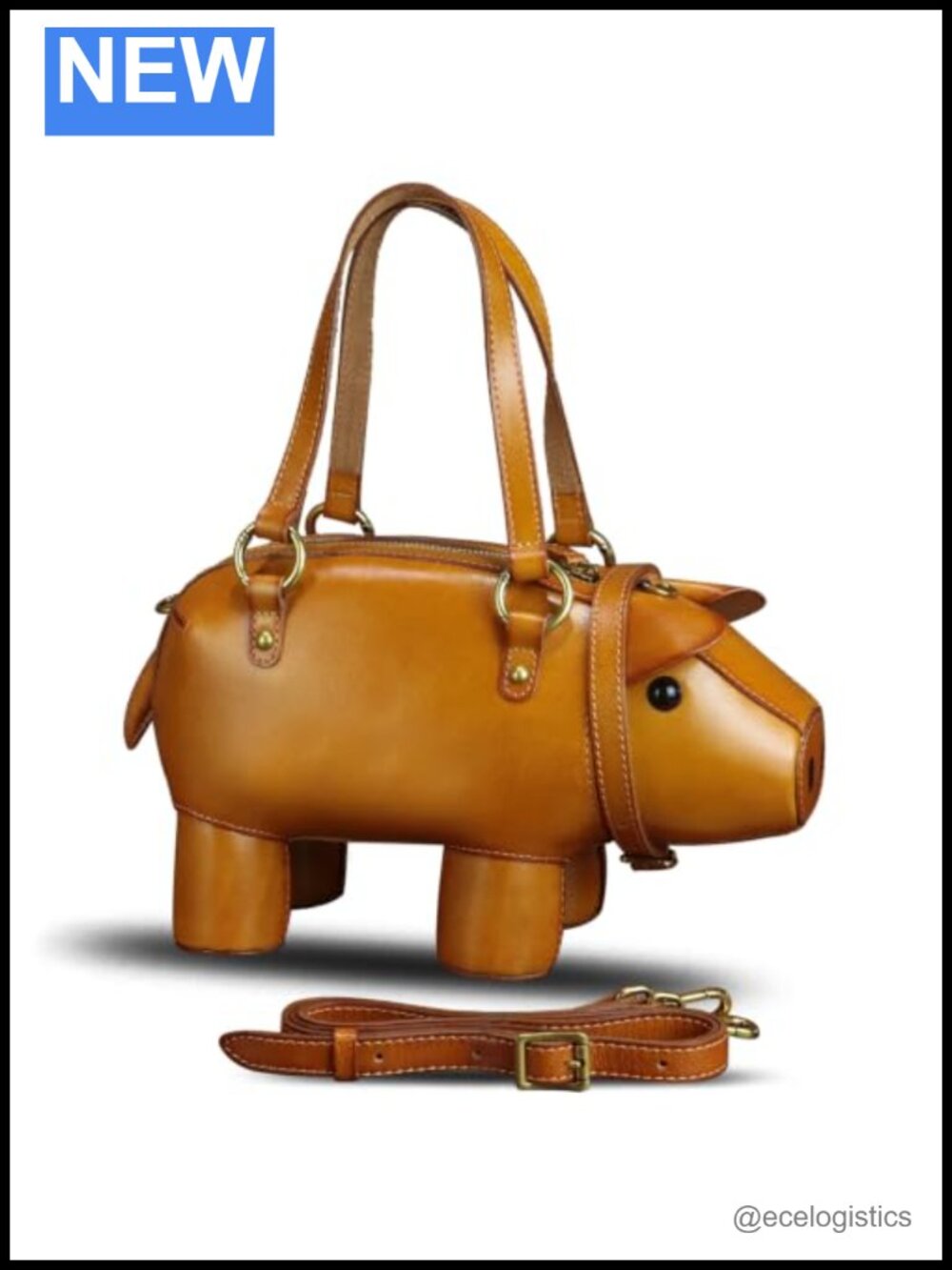 Genuine Leather Pig Shaped Crossbody Shoulder Bag Women's Handbag Satchel